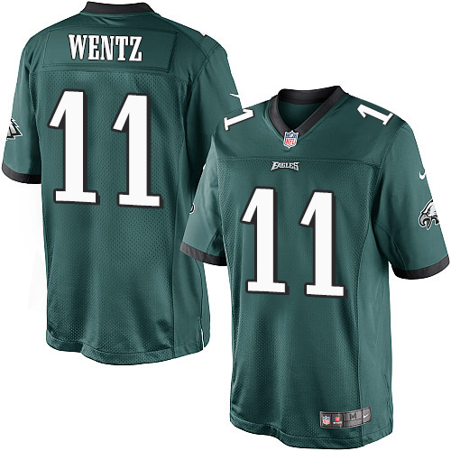 Youth Elite Carson Wentz Nike Jersey Midnight Green Home - #11 NFL Philadelphia Eagles